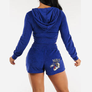 Conjunto de chándal con capucha de algodón 100% para mujer, Tops cortos para mujer, chándal de manga larga, pantalones de chándal de 2 piezas tipo inferior para niñas - Product Image 6