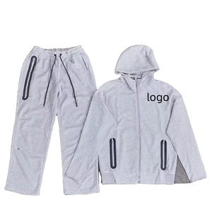 Ensemble veste à capuche et pantalon de survêtement à fermeture éclair de style de rue pour hommes, tenue de sport décontractée, automne/hiver personnalisée - Product Image 3