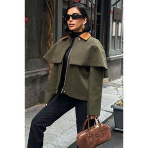 Chaqueta estilo gabardina con detalles de terciopelo para mujer, modelo 7076-08 - Product Image 5