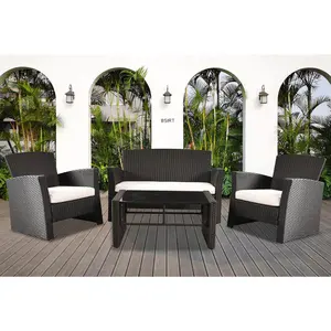 Patio Furniture 4 Pieces Conversation Sets Outdoor Wicker Rattan Chairs Garden Backyard