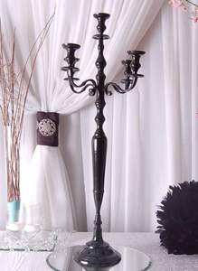 High Quality 5-Arm Metal <b>Candelabra</b> <b>Black</b> Crystal Candle Holder with Best Wholesale Prices for Home Tabletop Decorations - Product Image 2