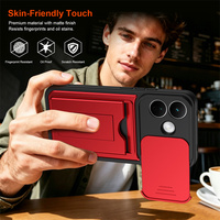 Pour Xiaomi Redmi Note 17 Pro/Note 17/17 4G Coque de téléphone antichoc anti-traces de doigts avec protection de caméra coulissante et porte-cartes