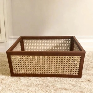 Cesta de Mimbre Natural Tejida Ecológica con Marco de Madera, Diseño Rectangular Moderno para Uso Multipropósito - Product Image 6