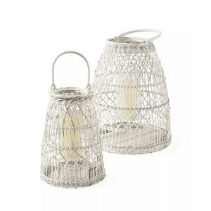 Rattan Lantern Set Handmade Wicker <b>Candle</b> Light Holder Soft Neutral Finish Decorative Lantern For Home Patio And Resort Decor - Product Image 1