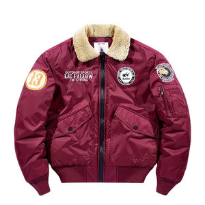 Veste bomber pilote streetwear d'hiver à col en V avec fermeture éclair sur mesure OEM pour hommes avec motif uni à boutons pour vestes pour hommes - Product Image 3