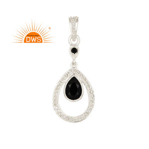 Best Selling Sterling Silver Natural White Topaz & <b>Black</b> Onyx Gemstone Dangle <b>Earring</b> Custom Jewelry <b>For</b> <b>Women</b> Gift <b>For</b> Her - Product Image 1
