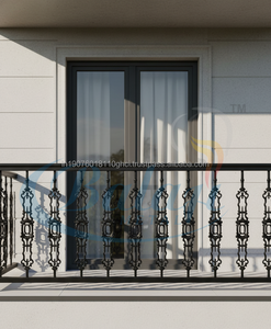<b>Black</b> Diamond Cast Iron Stair Railing Shot Blasted Highly Polished Grey Decorative <b>Metal</b> <b>Fence</b> Panel Frameless Balcony Modern - Product Image 4