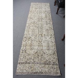 Alfombra Turca de 2.9x9.8 pies, Alfombra Vintage con Diseño Floral Marrón - Product Image 1