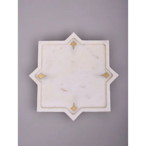 Design merveilleux forme personnalisée plateau de collations alimentaires en marbre plateaux plateau à dessert en marbre blanc de grande taille de qualité supérieure - Product Image 1