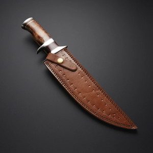 Couteau Bowie en acier au carbone avec manche en bois classique personnalisé de haute qualité survie en plein air et camping de combat avec support OEM - Product Image 4