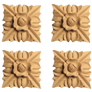 Solid Wood Carved Applique Decorative Onlay Wooden <b>Ornament</b> Furniture Door Wall <b>Vintage</b> Home Decor Trim Wood Carving Applique - Product Image 2