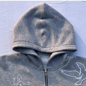 Full Zipper Winter Embroidered High Quality Cotton Men's Custom Printed Fleece 500g Heavyweight Designer <b>Sweatshirt</b> Hoodies - Product Image 6