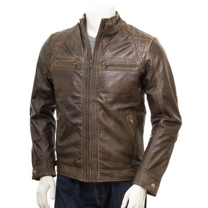 Veste de rue haute en cuir de vache d'hiver pour hommes la plus vendue | Veste en cuir respirante imperméable à col montant de qualité supérieure - Product Image 1