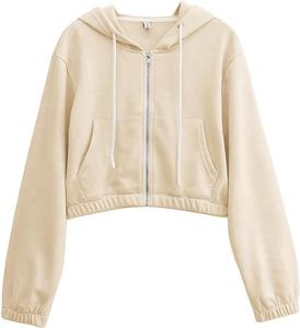 Nouveauté : sweat à capuche court personnalisable pour femme, respirant, séchage rapide, imprimé sérigraphié, tissu tricoté, streetwear du Pakistan - Product Image 3