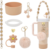 1 pièce Ensemble d'accessoires colorés en silicone écologique pour gobelet de fête, support à rouge à lèvres et couvercle de tasse motif cœur