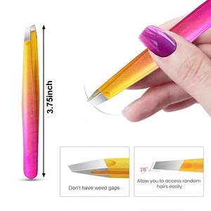 High Quality Customized Colorful <b>Makeup</b> Tweezers <b>Makeup</b> <b>Tool</b> Slanted Tip Stainless Steel Eyebrow Tweezers No Gaps - Product Image 4