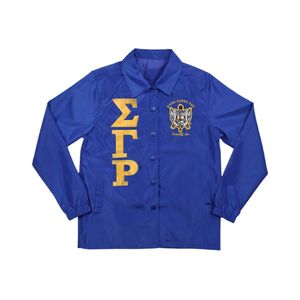 Sigma แกมมา Rho sgrho โค้ชแจ็คเก็ต100ฟ้ารอยัลปักโพลีเอสเตอร์ตัวอักษรกรีกกันน้ำสำหรับชีวิตชาวกรีก - Product Image 1