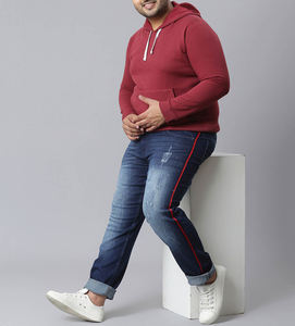 Sudadera con estampado liso rojo de talla grande para hombre con logotipo personalizado, Sudadera con cuello redondo de manga larga de algodón 100%, Sudadera con cuello redondo de talla grande - Product Image 3