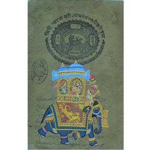 Obra de Arte Pintada a Mano sobre Papel con Estampado Clásico Antiguo, con un Atractivo Moderno y Elegante para Decoración de Pared - Product Image 5