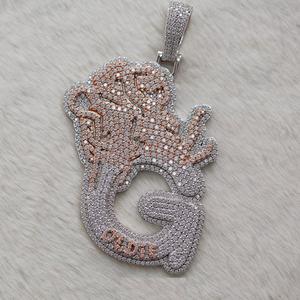 Pendentif lettre initiale sur mesure VVS Moissanite diamant or jaune pendentif boule passe testeur de diamant pendentif initial breloques - Product Image 1