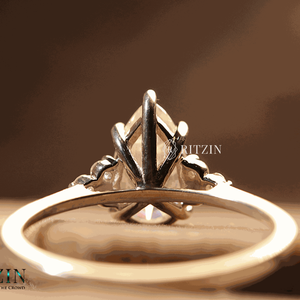 Bague de fiançailles style poire et diamant taille ronde 7 pierres pour femme - Product Image 2