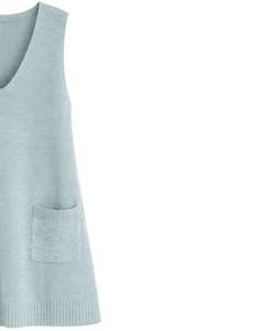 Customized Light Blue <b>Womens</b> Knitted Sleeveless Sweater Vest V Neck <b>With</b> <b>Pockets</b> Casual Winter Layering OEM Factory - Product Image 2