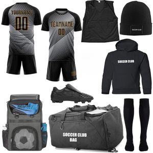 Tenues de football en polyester, ensemble complet de vêtements de sport, ensembles de tenues de football avec sac de sport, chaussures, chaussettes, ballon et sac - Product Image 1