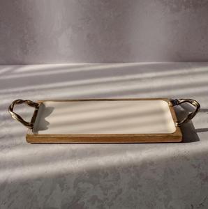 Prix de gros pour attrayant en bois et en métal chocolat et Dessert plateau de service artisanat en aluminium pour les occasions Diwali - Product Image 4