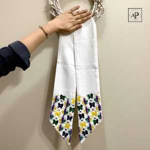 สายคาดพวงมาลัยมาร์ดิกราส์หรูหราโบว์ริบบิ้นผ้าแบบปรับแต่งได้เหมาะสำหรับงานปาร์ตี้พาเหรดและงานคาร์นิวัลตกแต่งประตู - Product Image 2