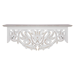 Étagère murale en bois sculptée blanchie à l'eau de Javel, décoration murale pour salon et patio, pré-assemblée, décoration écologique pour la maison - Product Image 1