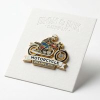 Badge de moto personnalisé en laiton émaillé, plaqué argent, de qualité 2D/3D, souvenir de club cycliste sur mesure, simple face