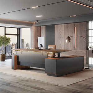 Contemporary <b>L</b>-<b>Shaped</b> Executive Standing <b>Desk</b> with Adjustable Height Engineered Wood Top Steel Frame-DESK2-0036 - Product Image 2