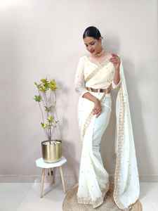 Dernier Créateur Georgette Silk Prêt à Porter Sequence Saree By Fab Zone - Product Image 2