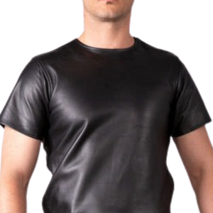 เสื้อยืดหนังผู้ชายสีดำ หนังเทียม คอกลม เสื้อคลับแวร์แนวเฟติช พร้อมซิปหลายจุด - Product Image 5