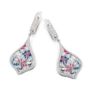 ต่างหูแฟชั่นทรงหยดน้ำเคลือบเงาเงินสเตอร์ลิงรูปแมลงปอ Jeulia Life & Vitality - Product Image 2