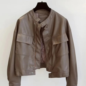 Veste en faux cuir Vestes pour femmes Crop Oversize Manteaux à manches longues Vêtements d'extérieur Nouveau dans les manteaux et vestes - Product Image 1