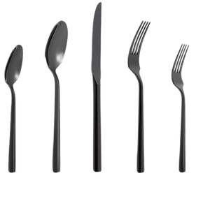 Cucharas de acero inoxidable de Color negro, juego de cubiertos hechos a mano, embalaje a granel para uso en fiestas de restaurante - Product Image 1