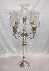 Candelabro con 5 luces y cuenco para flores, chimenea de cristal de metal de alta calidad, aspecto clásico, vintage, 5 luces - Product Image 5