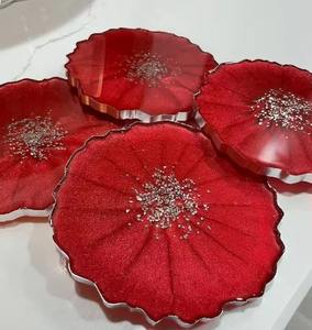 Ensemble de sous-verres décoratifs polyvalents en résine rose moderne pour table basse, bar de cuisine et événements spéciaux d'Inde - Product Image 3