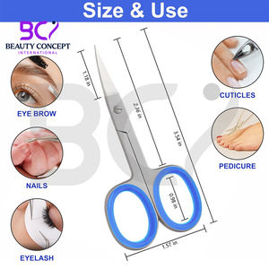 Mango antideslizante de color azul Buena calidad Haga su propia tarifa al por mayor Hecho en Pakistán Tijeras para cutículas de acero - Product Image 3