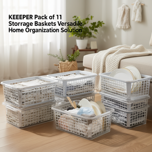 KEEEPER Paquete de 10 Cestas de Almacenamiento Rectangulares Apilables de Plástico, Solución Versátil para la Organización del Hogar - Product Image 3