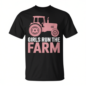 Maglietta 'Girls Run the Farm' con Trattore Rosa per Donne, Prodotto Promozionale - Product Image 2