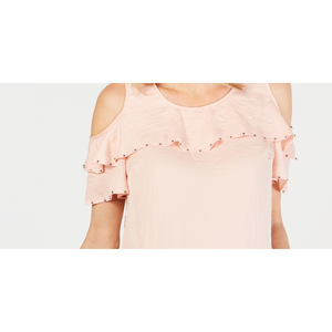 Top de Punto Naranja con Hombros Descubiertos y Detalle de Volantes para Mujer, Talla Pequeña, Colección JM - Product Image 2