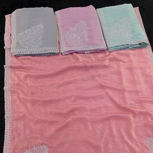 Tissu léger Fendy avec partout broderie perle travail luxueux matériau léger pour Saree en tenue ethnique mariée belle - Product Image 2