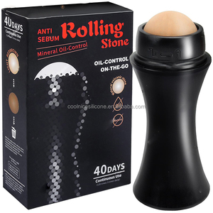 Private label reusable facial cleaning oil-absorbing roller face volcanic stone skin oil absorbent roller ball