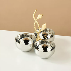 Bols à noix en métal argenté Bol à salade et à fruits décoratif pour la maison Bol à noix pour comptoirs de table Vente en gros directe d'usine - Product Image 3