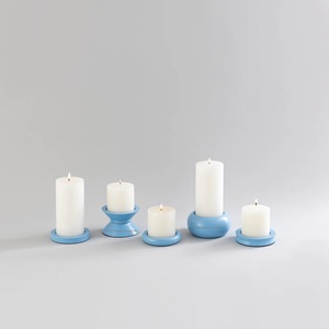 Portavelas de metal caro con acabado azul cielo para decoración de iluminación navideña y del hogar portavelas de mesa - Product Image 4