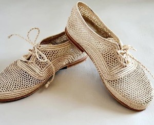 Raffia <b>Shoes</b> Women Moroccan Raffia <b>Shoes</b> Handmade Oxfords Boho Chic <b>Shoes</b> Lace up Rafia Flats - Product Image 1