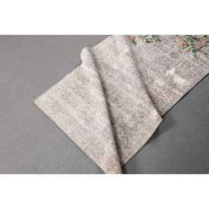 Tapis persan vintage turc en laine 2,8x5,4 pieds, gris-vert, motif patchwork avec envers en latex - Product Image 4