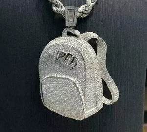 925 argent Sterling coupe ronde laboratoire cultivé diamant personnaliser sac hommes pendentif pour bijoux de mode bijoux personnalisés - Product Image 1